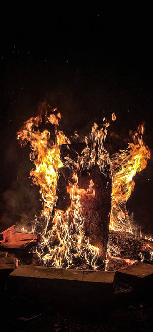 Oneplus 7 Pro Displaying Vibrant Bonfire Image Wallpaper