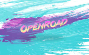 Openroad On A Blue Background With A Pink And Purple Paint Brush Wallpaper