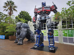 Optimus Primaland Transformer Statues Wallpaper