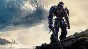 Optimus Prime Standing With Sword Wallpaper