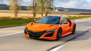 Orange Acura N S X On The Road Wallpaper