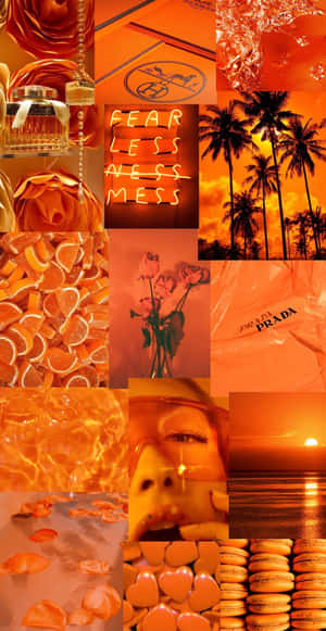 Orange Aesthetic Collage Wallpaper