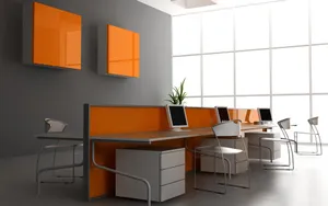 Orange And Gray Office Modular Interior Design Wallpaper