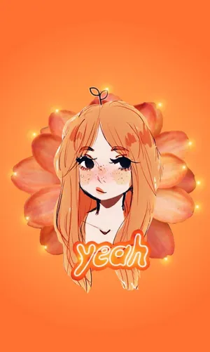 Orange Anime Flower Girl Wallpaper