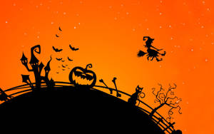 Orange Black Halloween Art Wallpaper