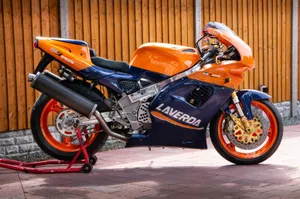Orange Blue Laverda Racing Motorcycle Wallpaper