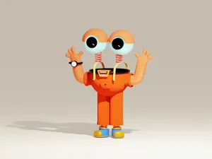 Orange Creature With Big Eyes Animated Desktop Wallpaper