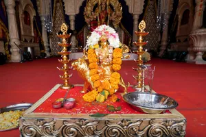 Orange Floral Offer For Maa Durga Wallpaper