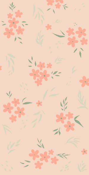 Orange Floral On Beige Background Wallpaper