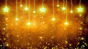 Orange Glitter Yellow Star Art Wallpaper