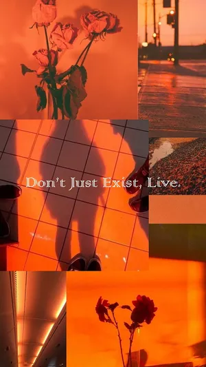 Orange Grunge Aesthetic Collage Wallpaper