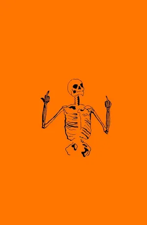 Orange Halloween Grunge Skeleton Wallpaper