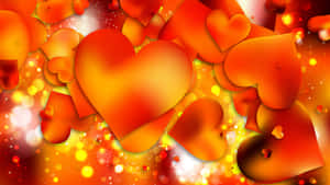 Orange Heart On A Colorful Background Wallpaper