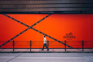 Orange Hermes Store Exterior Wallpaper