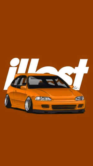 Orange J D M Civic Illustration Wallpaper