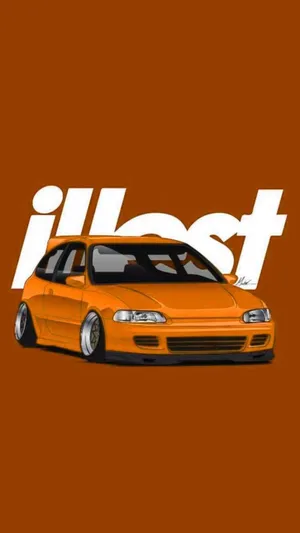 Orange J D M Civic Illustration Wallpaper