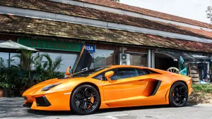 Orange Lamborghini Aventador Live Car Wallpaper