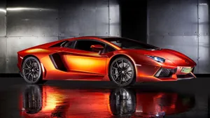 Orange Lamborghini Aventador S Roadster Wallpaper