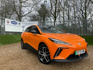 Orange M G Electric Car Parked Wallpaper