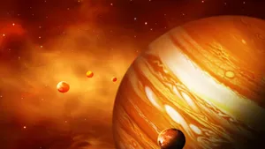 Orange Monochrome Jupiter Art Wallpaper