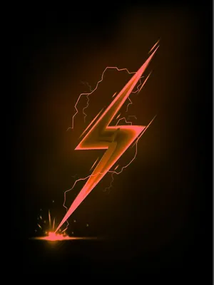 Orange Neon Lightning Logo Hitting Ground Wallpaper