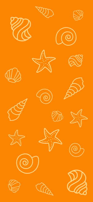 Orange Seashell Pattern Aesthetic Wallpaper