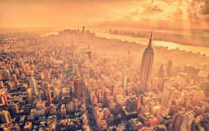 Orange Skies New York City Landscape Wallpaper