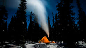 Orange Tent Blue Sky View Wallpaper