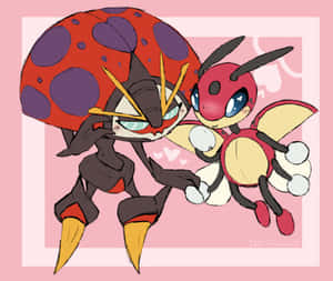 Orbeetle And Ledian In Vibrant Action Wallpaper