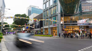 Orchard Road Singapore Bustling Street Scene Wallpaper