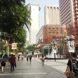 Orchard Road Singapore Bustling Street Scene Wallpaper