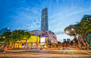Orchard Road Singapore Twilight Scene Wallpaper