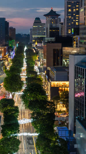 Orchard Road Singapore Twilight Wallpaper