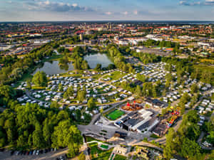 Orebro Aerial View Camping Site Sweden Wallpaper