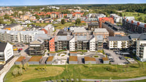 Orebro Sweden Residential Area Aerial View Wallpaper