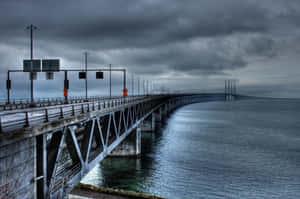 Oresund Bridge Dark Clouds Murder Spot Wallpaper