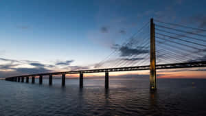 Oresund Bridge Dusk Sunset Sky Wallpaper