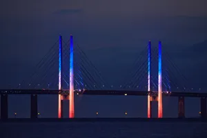 Oresund Bridge Evening Tower Lights Wallpaper