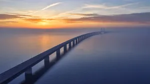 Oresund Bridge Scenic Sunset View Wallpaper