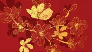 Oriental Floral Pattern Wallpaper