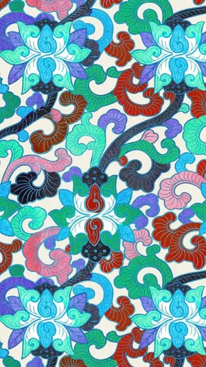Oriental Floral Pattern Design Wallpaper
