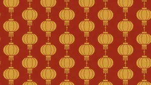 Oriental Lantern Pattern Wallpaper