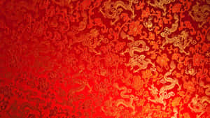 Oriental Red Gold Pattern Wallpaper