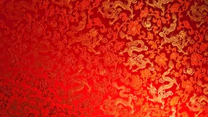 Oriental Red Gold Pattern Wallpaper