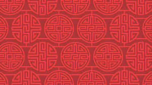 Oriental Red Pattern Design Wallpaper