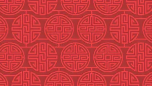 Oriental Red Pattern Design Wallpaper