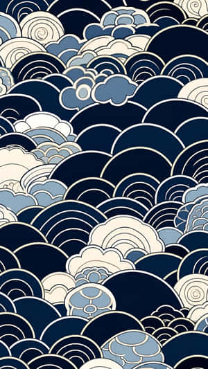 Oriental Wave Cloud Pattern Wallpaper