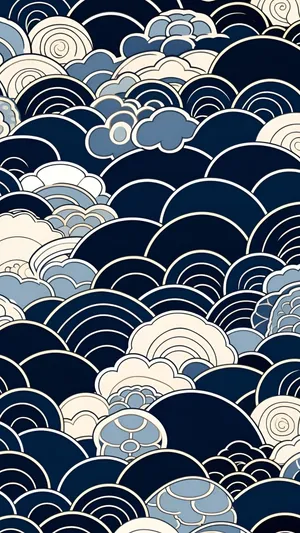 Oriental Wave Cloud Pattern Wallpaper
