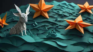 Origami Foxand Stars3 D Artwork Wallpaper