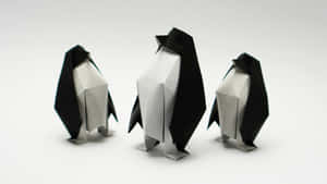 Origami Paper Penguinsina Row Wallpaper